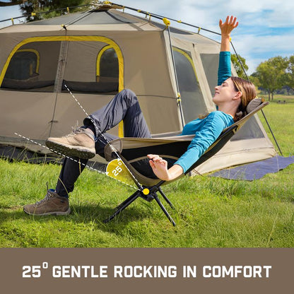🪑 Campingstol, bärbar och lätt, bekväm, hopfällbar gungstol med bärväska för camping, vandring, uteplatsen, fiske, maxbelastning upp till 113 kg, campingstol, hopfällbar stol
