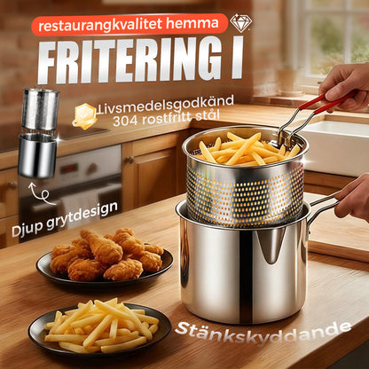 🔥 HETT ERBJUDANDE – 60 % RABATT! 🍳 Multifunktionell stekpanna i rostfritt stål 304 – fritera, steka, koka och stuva i en och samma gryta🍟