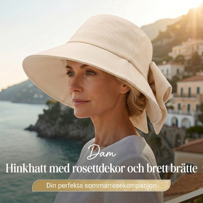 Dam Solhatt med Bred Brätte och Rosett