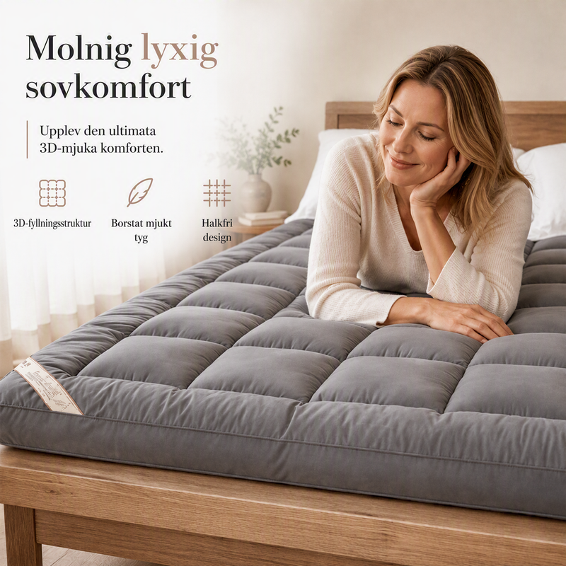 Mjuk, quiltad bäddmadrass 🛏️ Ett molnliknande lager av komfort – somna in i mjukheten, vakna upp utvilad ✨