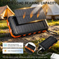 Bärbar solcellsladdare, solcellsdriven laddare med två LED-ficklampor, powerbank för resor och camping
