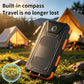 Bärbar solcellsladdare, solcellsdriven laddare med två LED-ficklampor, powerbank för resor och camping