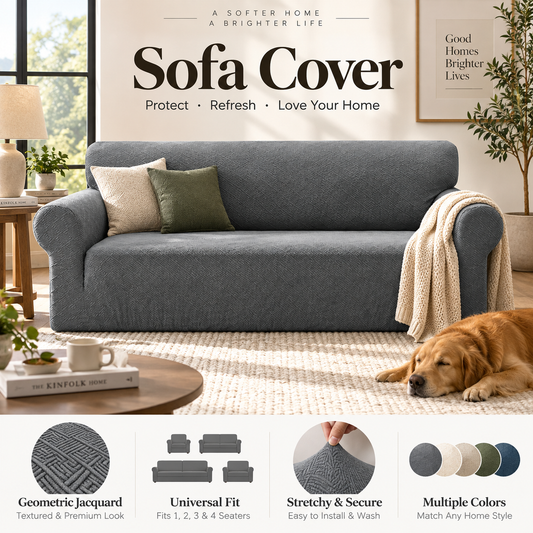 🔥🎁Nyhet 54 % RABATT🔥Sofföverdrag i jacquard med hög elasticitet och halkskyddsremmar