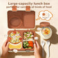 Bento-låda för barn, läckagesäker bento-lunchlåda för barn med 8 oz isolerad termobehållare, såsbehållare, bestick och klistermärken att klistra på själv för skolbarn (både pojkar och flickor), 3–4 fack, BPA-fri
