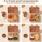 Bento-låda för barn, läckagesäker bento-lunchlåda för barn med 8 oz isolerad termobehållare, såsbehållare, bestick och klistermärken att klistra på själv för skolbarn (både pojkar och flickor), 3–4 fack, BPA-fri