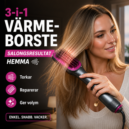 💇‍♀️ 50% RABATT NU! 🔥 Professionell 3-i-1 Varmluftsborste – Torka, Reda Ut & Ge Volym – Perfekt för Salongskvalitet Hemma 💨