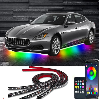 2025 Flexibla och vattentäta RGB LED-ljusslingor för bilchassi (4-pack)