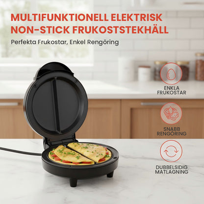 🍳 50% RABATT NU! 🔥 Multifunktionell Elektrisk Non-stick Frukostgrill – Perfekt för Pannkakor, Ägg & Bacon – Snabb Uppvärmning & Lätt att Rengöra 🏕️