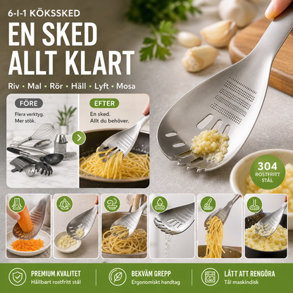 🍳 57 % RABATT NU! ✨ Multifunktionell Köksslev i Rostfritt Stål – För Matlagning, Servering & Vardaglig Användning 🥣