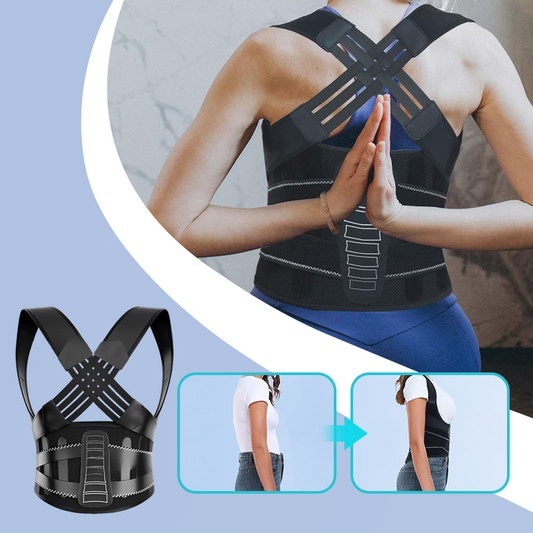 ⭐ 50% RABATT NU! ✨ Universell justerbar hållningskorrigerare för ryggen – 4 ergonomiska stödstänger, 3D-ländryggsdyna & andningsbart nät – perfekt för kontor, vardag och träning 🛡️