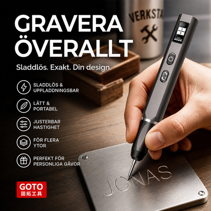 Sladdlös, uppladdningsbar graveringspenna