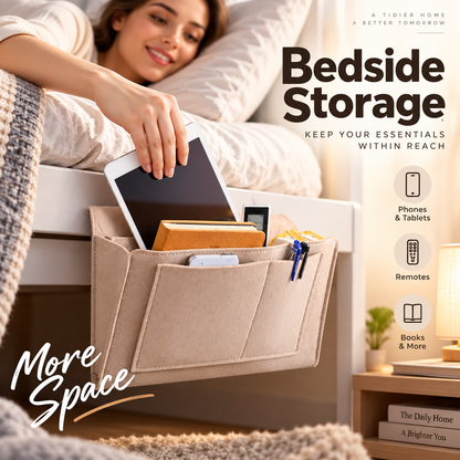 🛏️ 50% RABATT NU! 🛏️ Sängförvaringsväska med flera fack – mjukt filtmaterial, rymlig design & enkel installation – perfekt för studentrum, sovrum och små utrymmen 📚✨