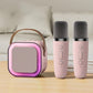 🎤 50% RABATT NU! 🎶 Mini karaoke-enhet för barn med 2 trådlösa mikrofoner – klar ljud, Bluetooth & 5 röstförändringar – perfekt för kalas, familjekvällar och resor ✨