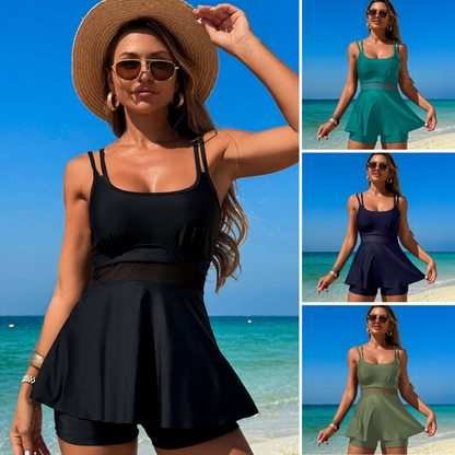 👙Dam 2-delad tankini-baddräkt med hög midja✨