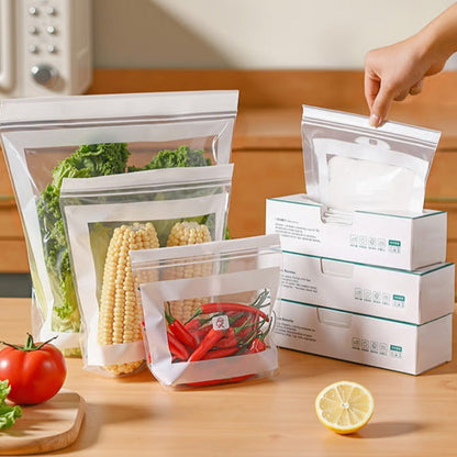❄️🥬 Genomskinliga påsar av livsmedelskvalitet med förstärkt dubbel förslutning 🥗