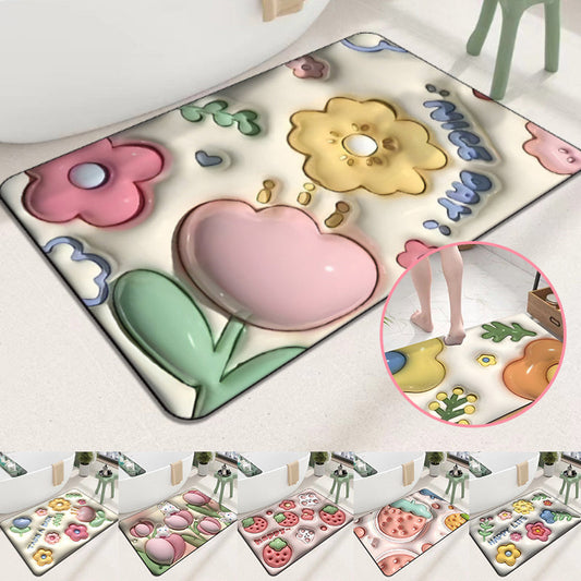 3D-blomma mjuk diatomos lerabsorberande golvmatta
