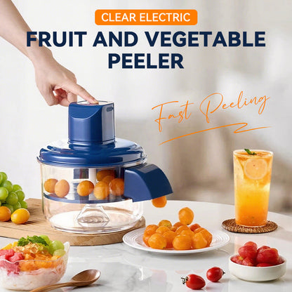 🧄🍎 54% RABATT NU! Transparent elektrisk frukt- & grönsaksskalare – 5 rostfria blad, snabb skalning & enkel rengöring – perfekt för köket 🍇✨