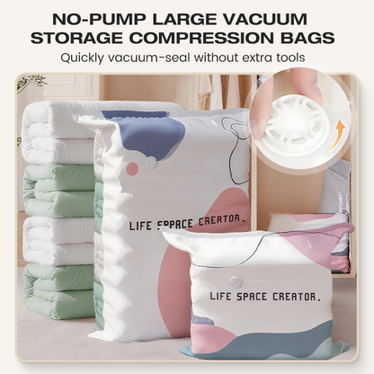 🧳 80 % utrymmesbesparing – stora vakuumpåsar utan pump | Smart förvaring & mer utrymme i hemmet
