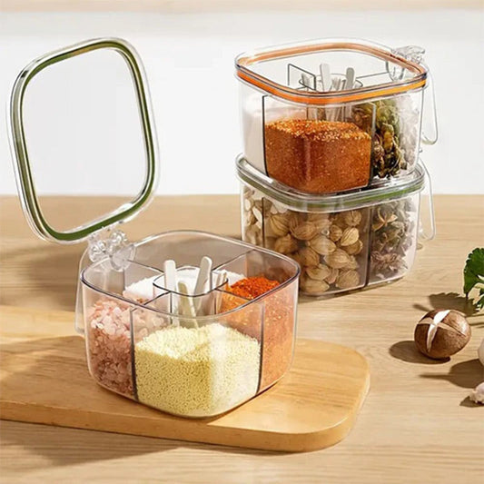 4 fack genomskinlig förseglad kryddlåda