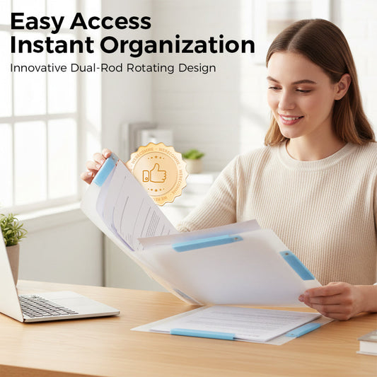 Genomskinliga plastmappar med dubbla svängklämmor