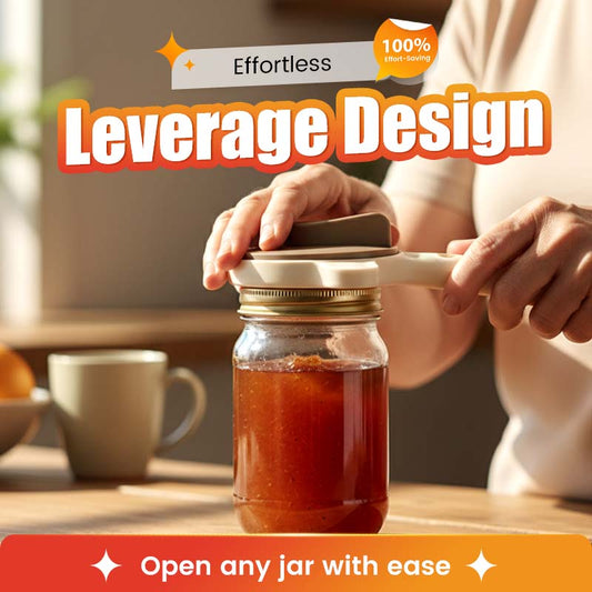 4-i-1 multifunktionell, avstressningsfri burköppnare