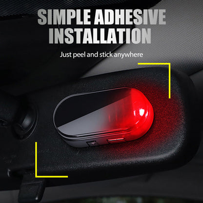 🚗Solcellsdriven bilstöldskyddslampa,laddas med solenergi + USB och blinkar automatiskt på natten. Realistisk LED-lampa som efterliknar ett aktivt larm och avskräcker tjuvar utan kablar. Värmetålig och enkel att fästa! 🛡️💡