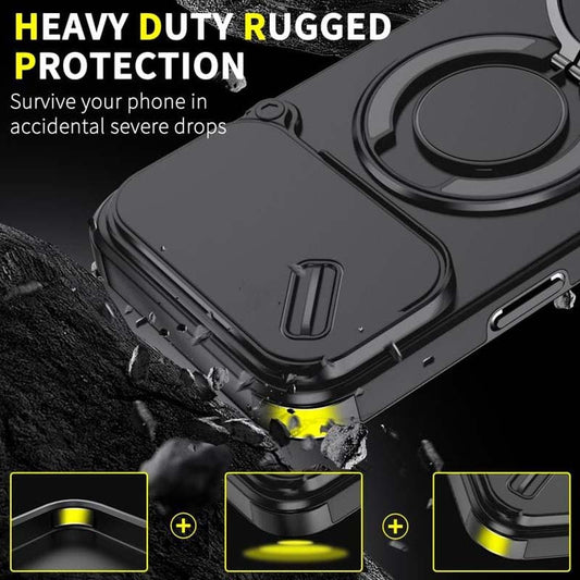 🔥50 % rabatt & het rea🔥 Magnetiskt mobilskal med ringstativ för iPhone. Airbag-skydd i militärstil