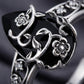 💍 50% RABATT 🌸 | Bohemisk Vintage Ring – Blommönster & Svart Ädelsten