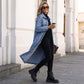 🧥💙 50% RABATT! | Lång Ledig Denimkavaj för Damer – Knappar, Avslappnad Passform & Slitstark Denim!