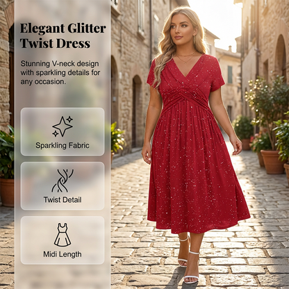 🌸 Elegant klänning med V-hals & vridet frontparti 💗 feminin, luftig & perfekt för sommarens alla tillfällen ☀️
