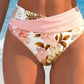 Bikiniset för damer med blommönster och hög midja