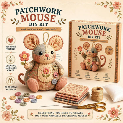 🧵 50% RABATT NU! 🐭 Vintage Lapptäcksmus DIY-kit – Allt Ingår, Steg-för-steg-guide & Charmig 3D-design – Avkopplande Hantverk & Perfekt Present 🎁