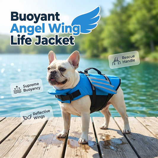 🐕50 % RABATT! Reflekterande hundflytväst med änglavingar – hög flytkraft, handtag för snabb räddning och andningsbart nätmaterial. Reflekterande band för kvällsbad. Säker och bedårande! 🌊✨