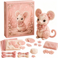 🎀49 % RABATT🎁DIY-kit för lapptäcke i filt: ”Pink Enchanted Forest”