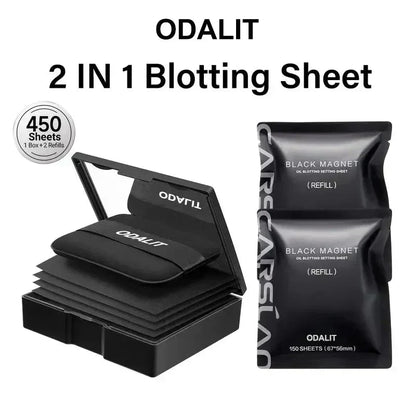 ✨️ KÖP 1 FÅ 1 GRATIS! ✨️ Svarta magnetiska oljeborttagningsark med puder – 2‑i‑1 oljekontroll & touch‑up – håll huden fräsch hela dagen 🖤🧴