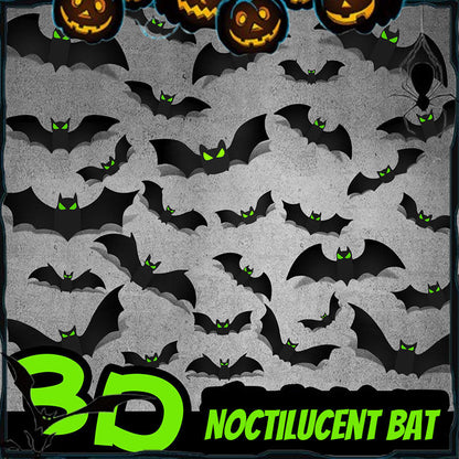 🦇 50% rabatt ！！Halloween-set med 3D-dekorationsklistermärken med fladdermöss