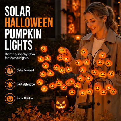 Vattentäta solcellsbelysningar i form av halloweenpumpor och grenar