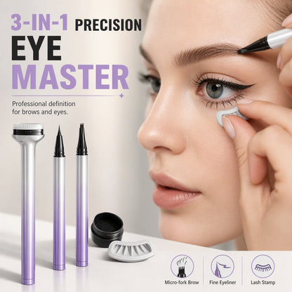 3-i-1-penna för eyeliner, ögonbryn och ögonfransar