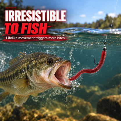 Fiskebeten av mjuk plast i form av maskar