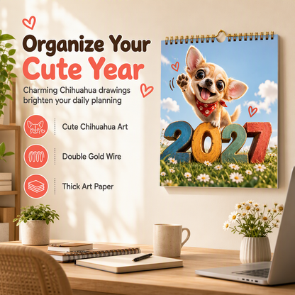 🔥🎁Nyhet 50 % RABATT🔥Chihuahua-väggkalender för 12 månader
