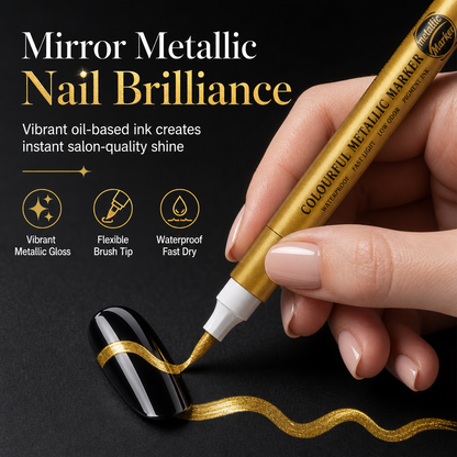 💅 Nageldesignpennor i metallisk finish – mjuka penselspetsar 🎨✨